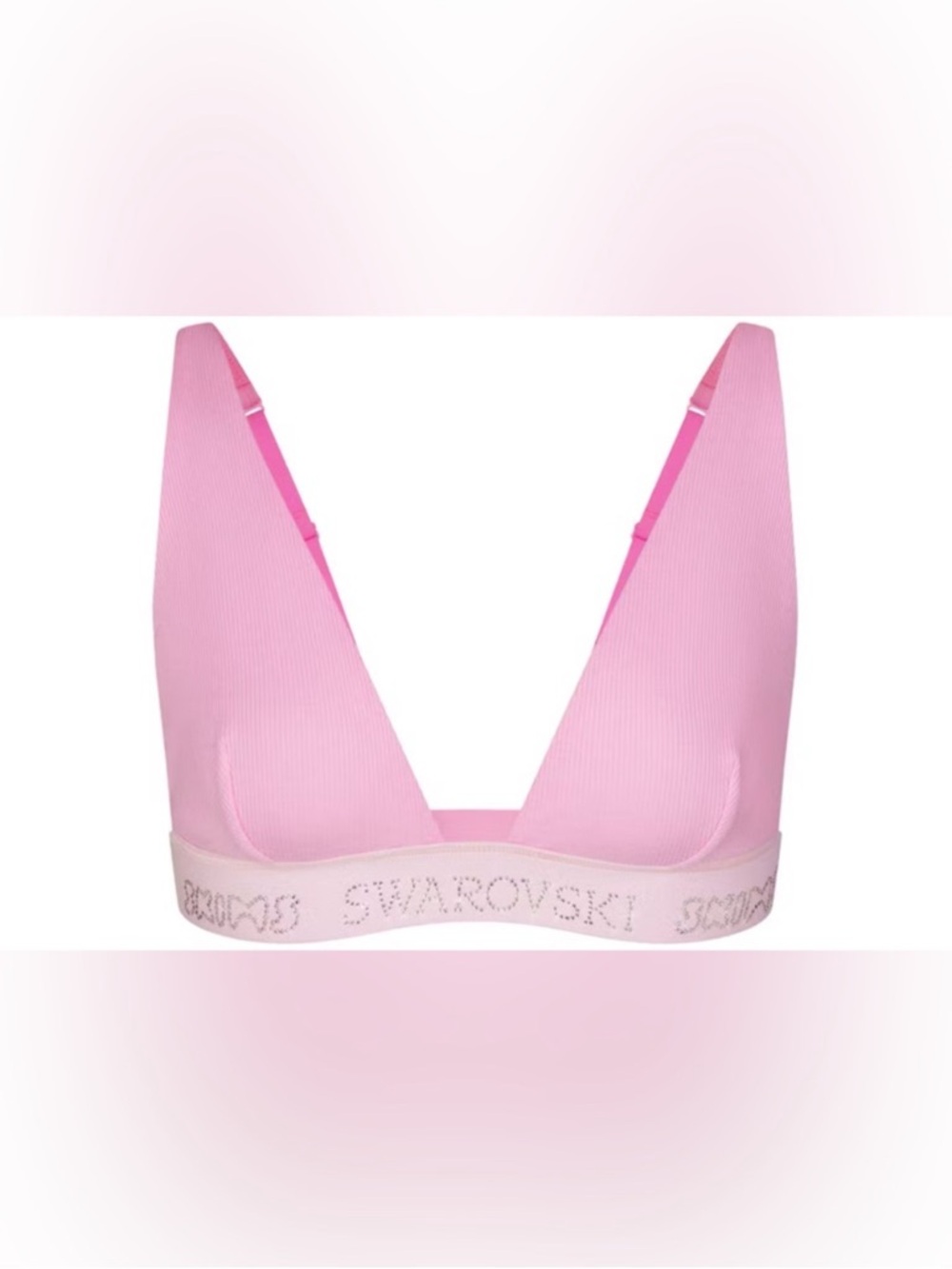 Skims Swarovski Pink Ribbed Bralette with Crystal-Embellished Band